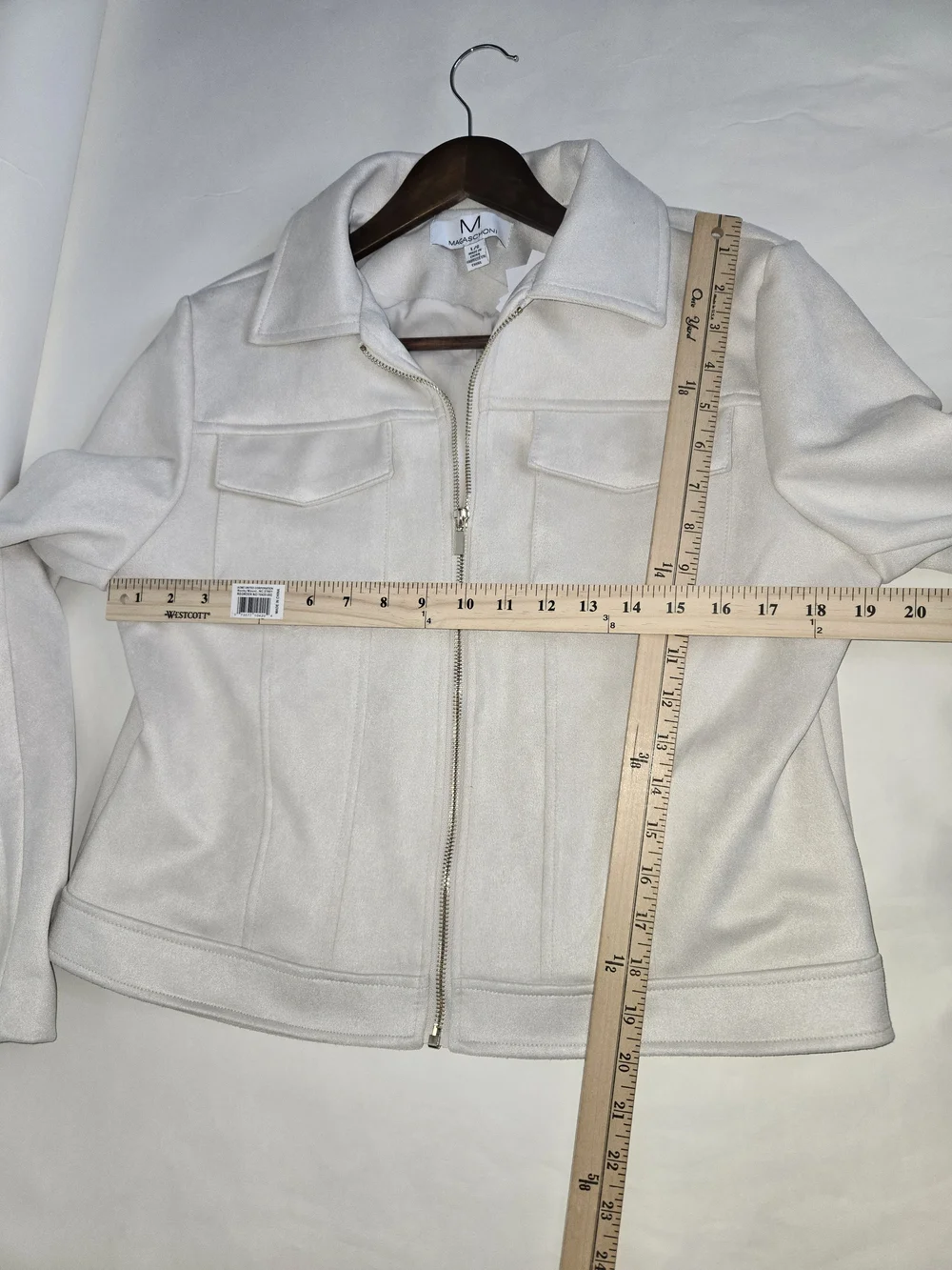 NWT Magaschoni Light Cream Zip-Up Super-Soft Faux Suede Leather Jacket Womens L - Picture 5 of 13